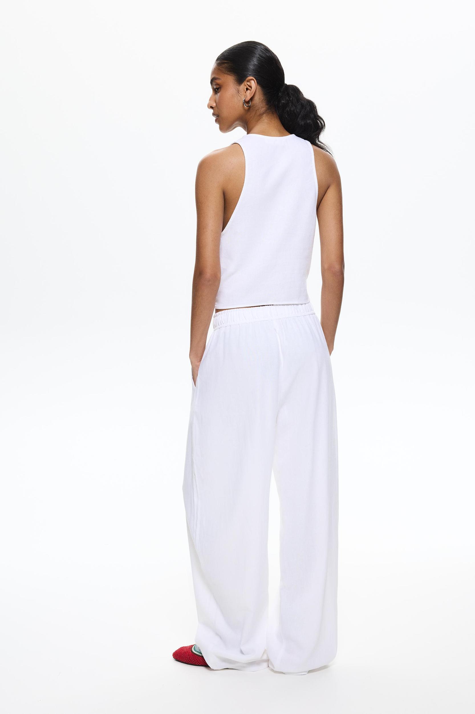 Linen blend wrap top Product Image