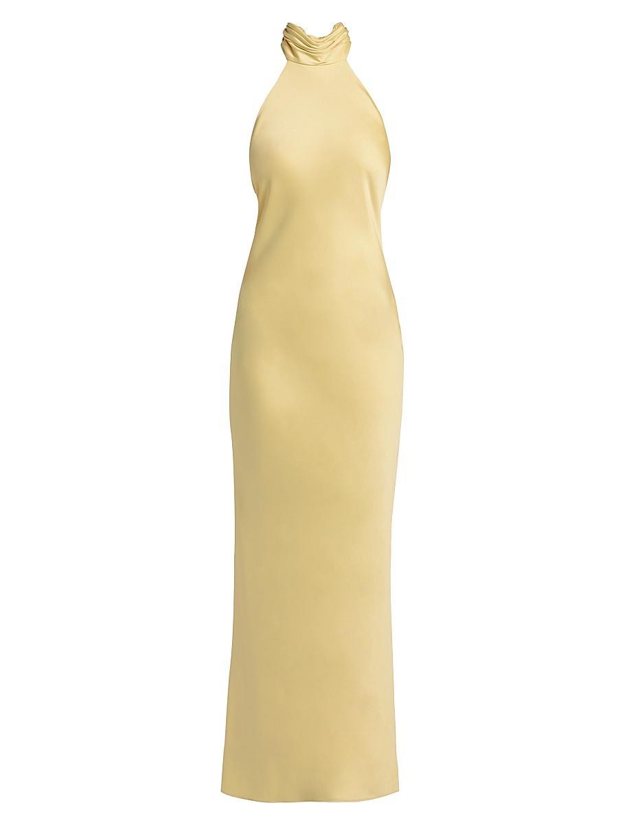 Womens Tatiana High-Neck Satin Gown Product Image