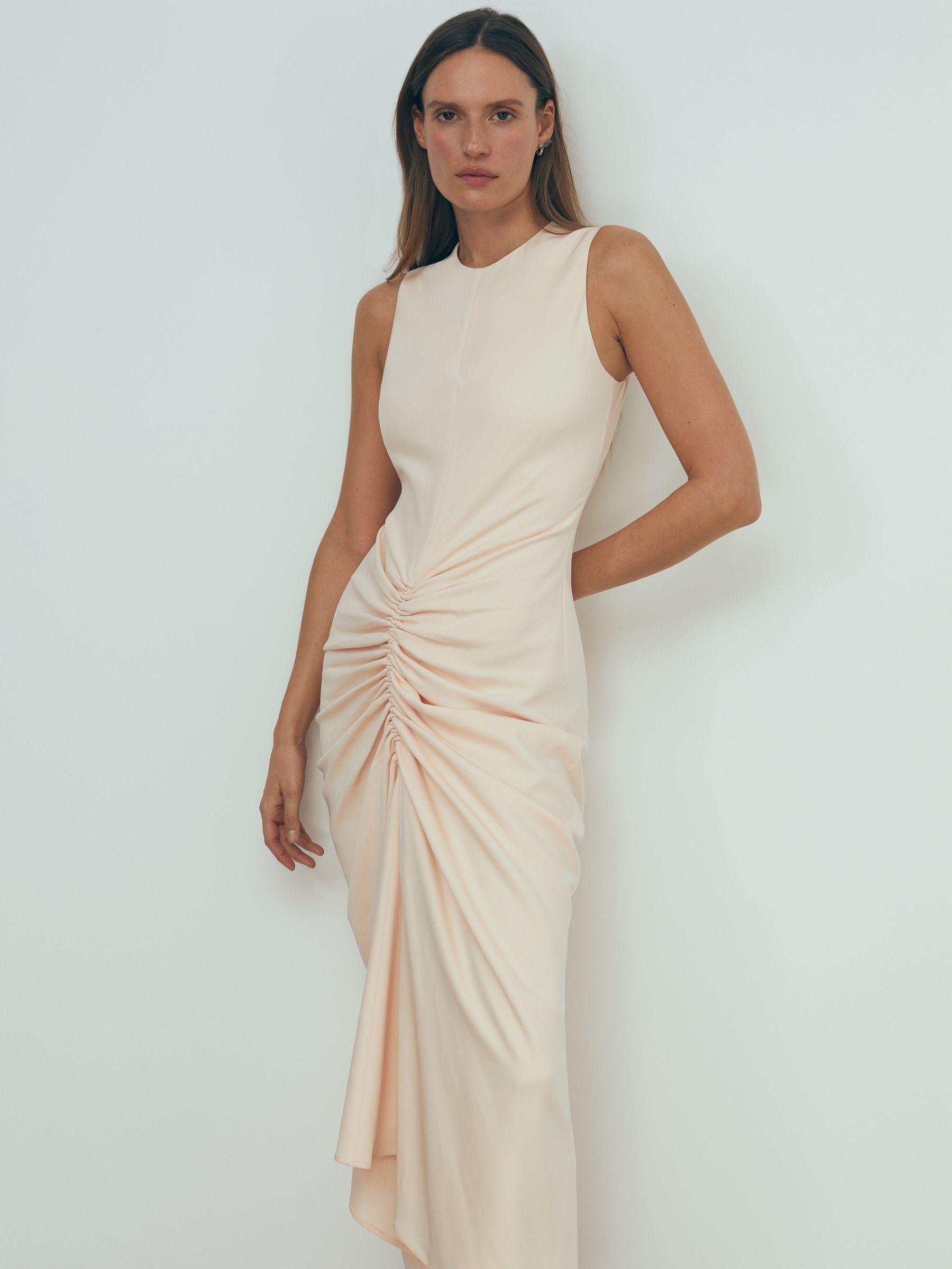 Atelier Ruched Bodycon Midi Dress in Blush Product Image