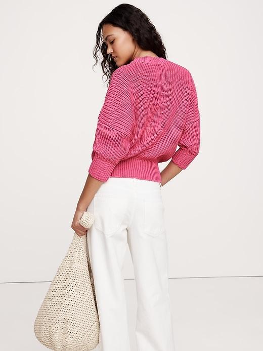 Cotton Cropped Dolman Sweater Product Image