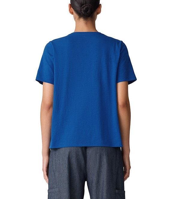 Eileen Fisher Easy Organic Cotton Jersey Knit V-Neck Short Sleeve Tee Shirt Product Image