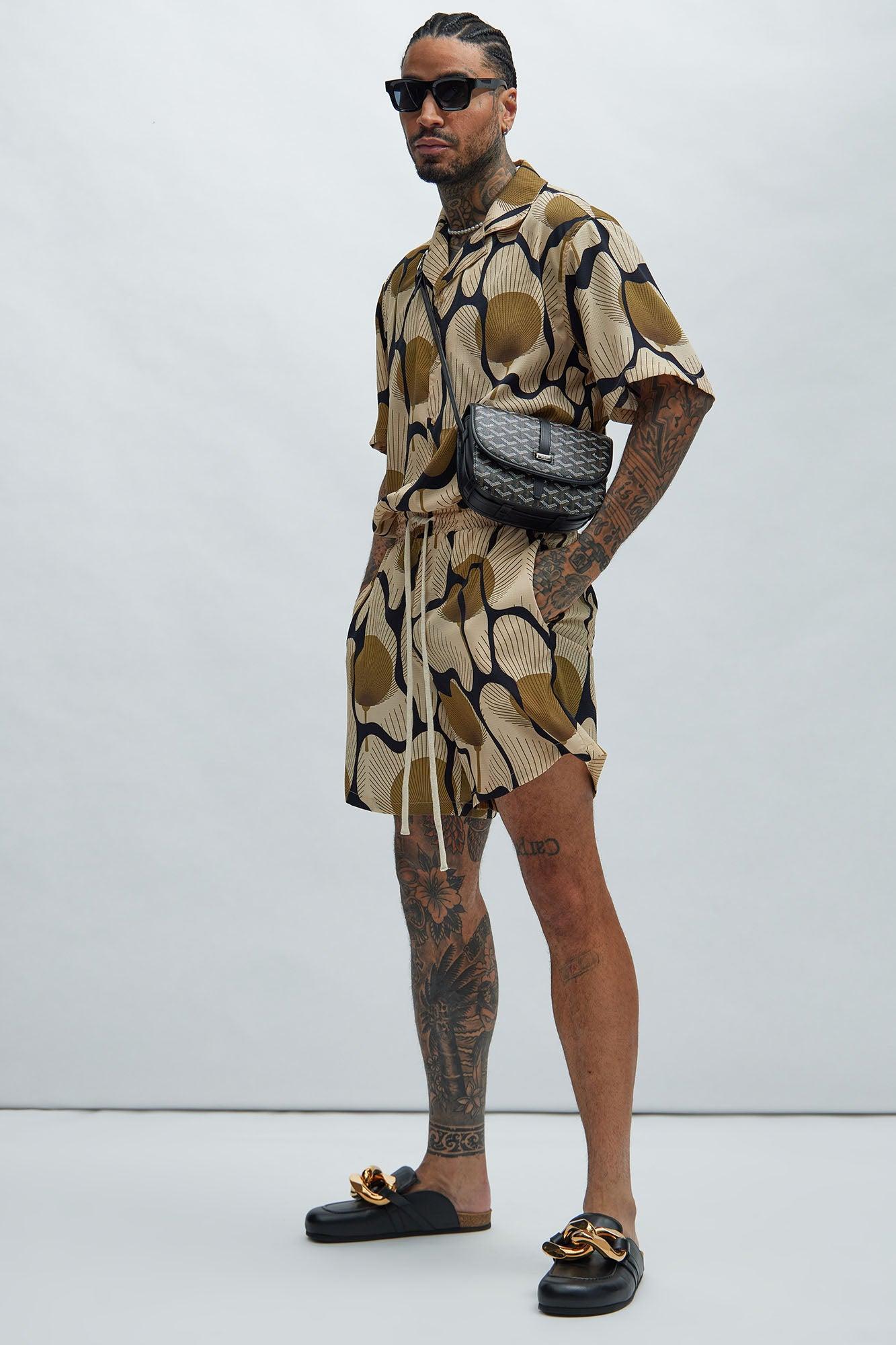 Sahara Textured Warmup Shorts - Tan/Multi Product Image