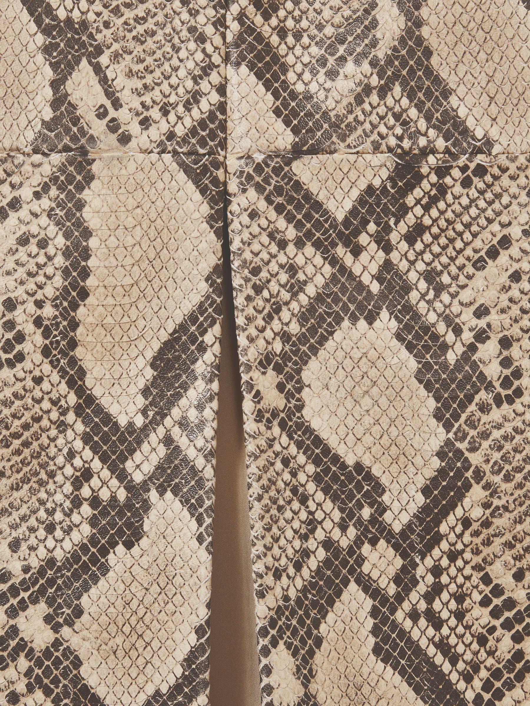 Leather Snakeskin-Effect Pencil Skirt in Neutral Product Image
