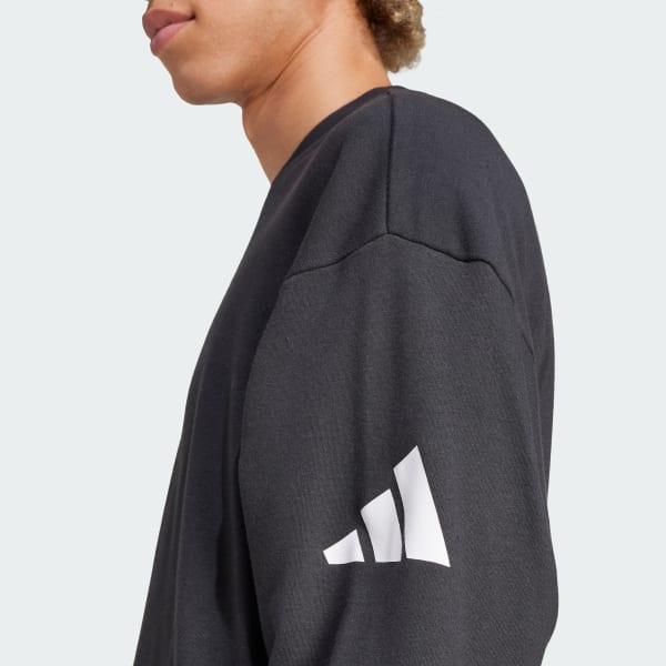 adidas Essentials Loose Fit 3 Bar Logo Sweatshirt Black L Mens Product Image