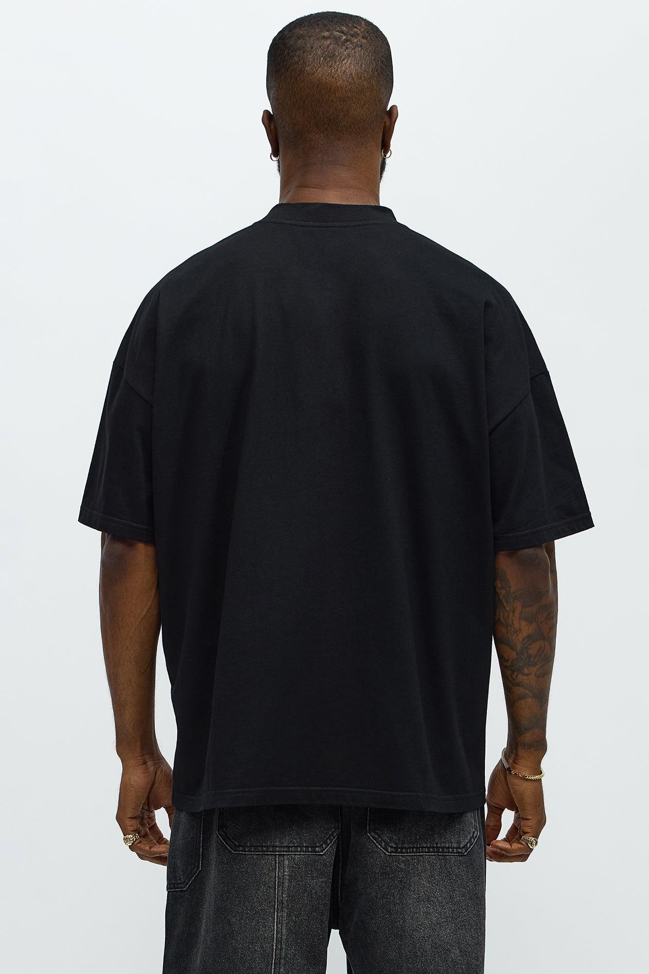 Oversized Mini Embroidery Heavy Weight Boxy Tee - Black Product Image