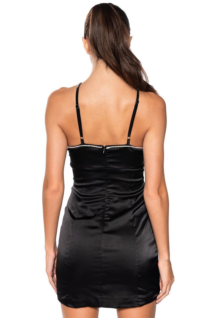 LIFE OF THE PARTY CUT OUT SATIN MINI DRESS Product Image