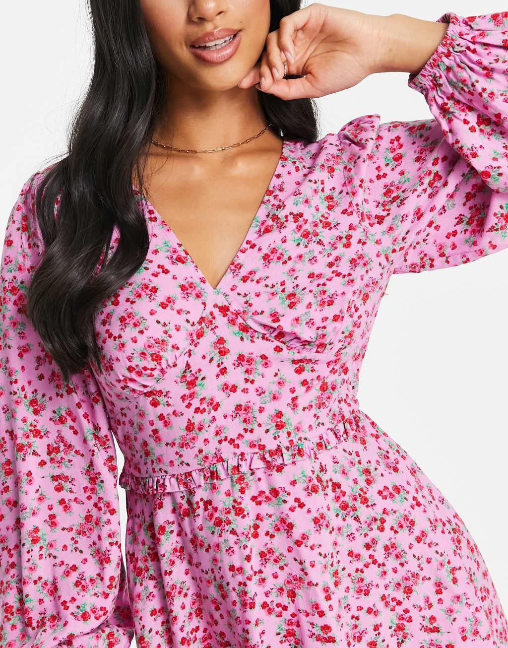 Miss Selfridge Petite frill detail mini tea dress Product Image