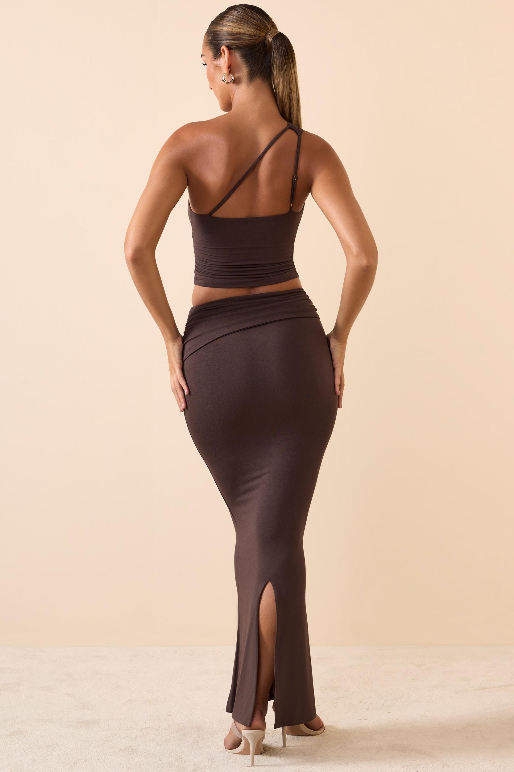 Modal One-Shoulder Top in Chocolate Brown Product Image