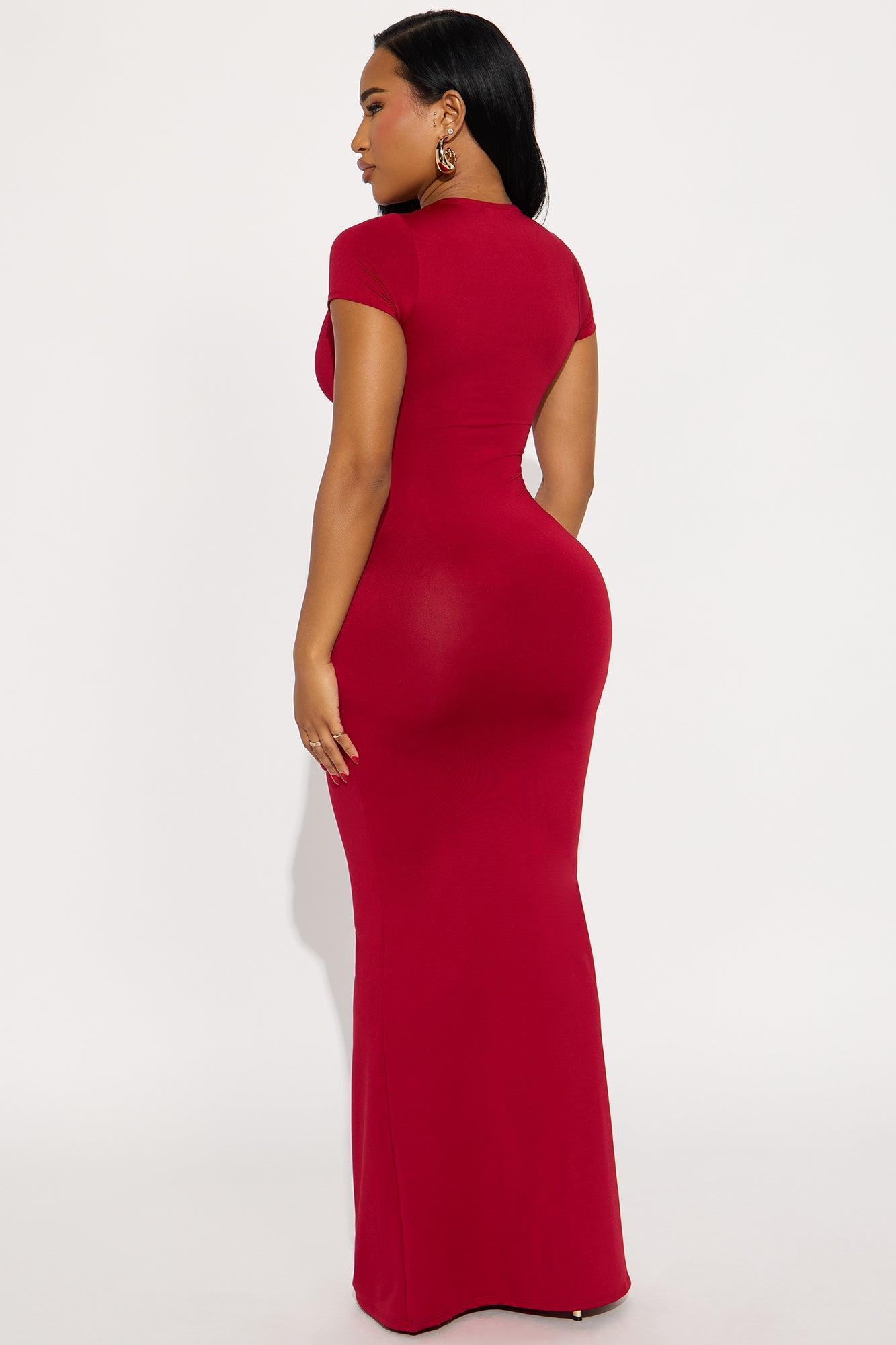 Ashlyn Cut Out Maxi Dress - Burgundy Product Image