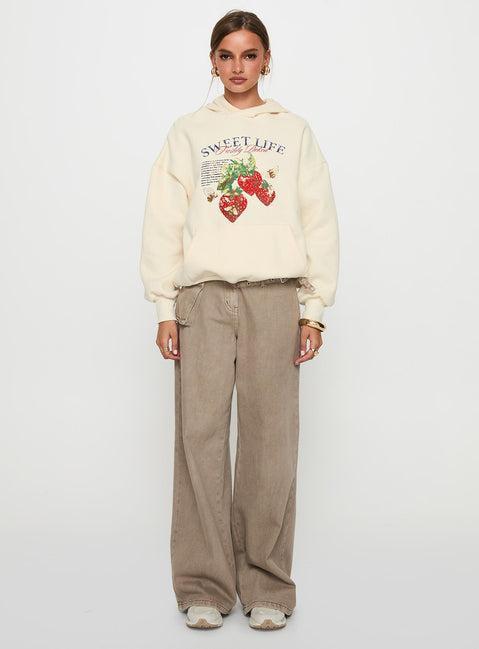 Sweet Life Graphic Sweater Cream Product Image