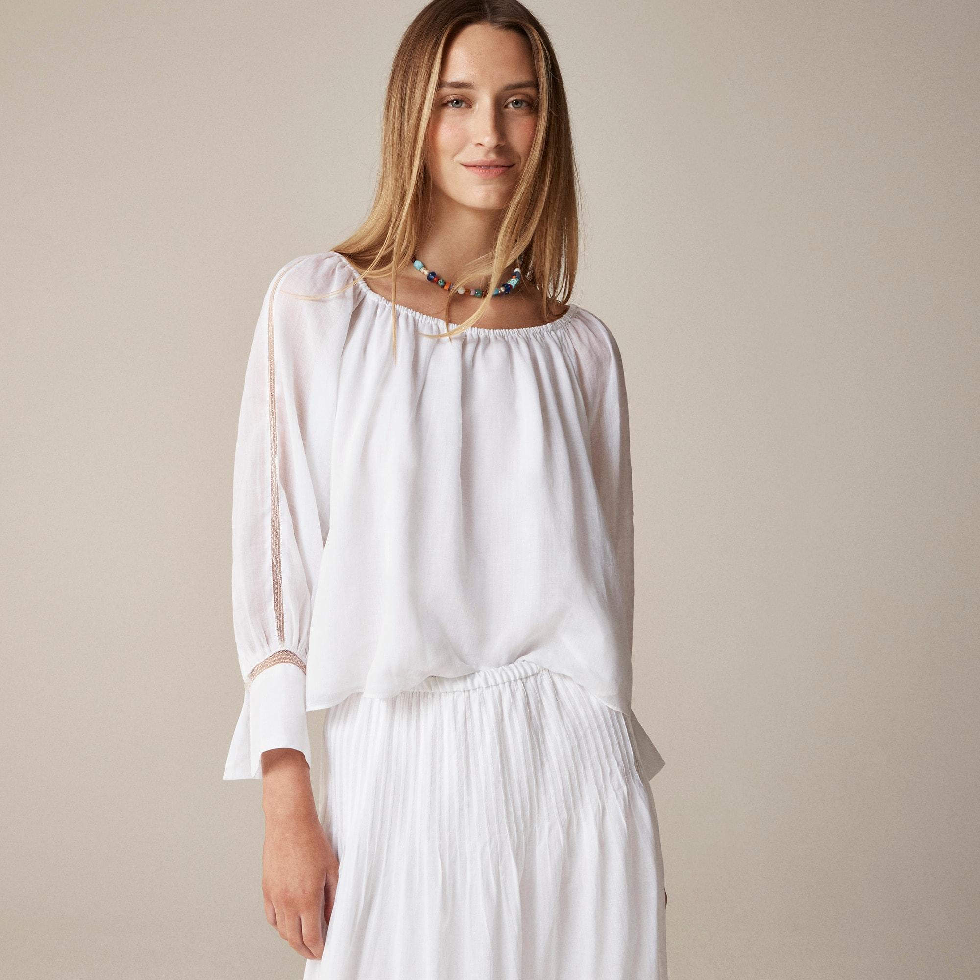 Lace-trim gathered top Product Image