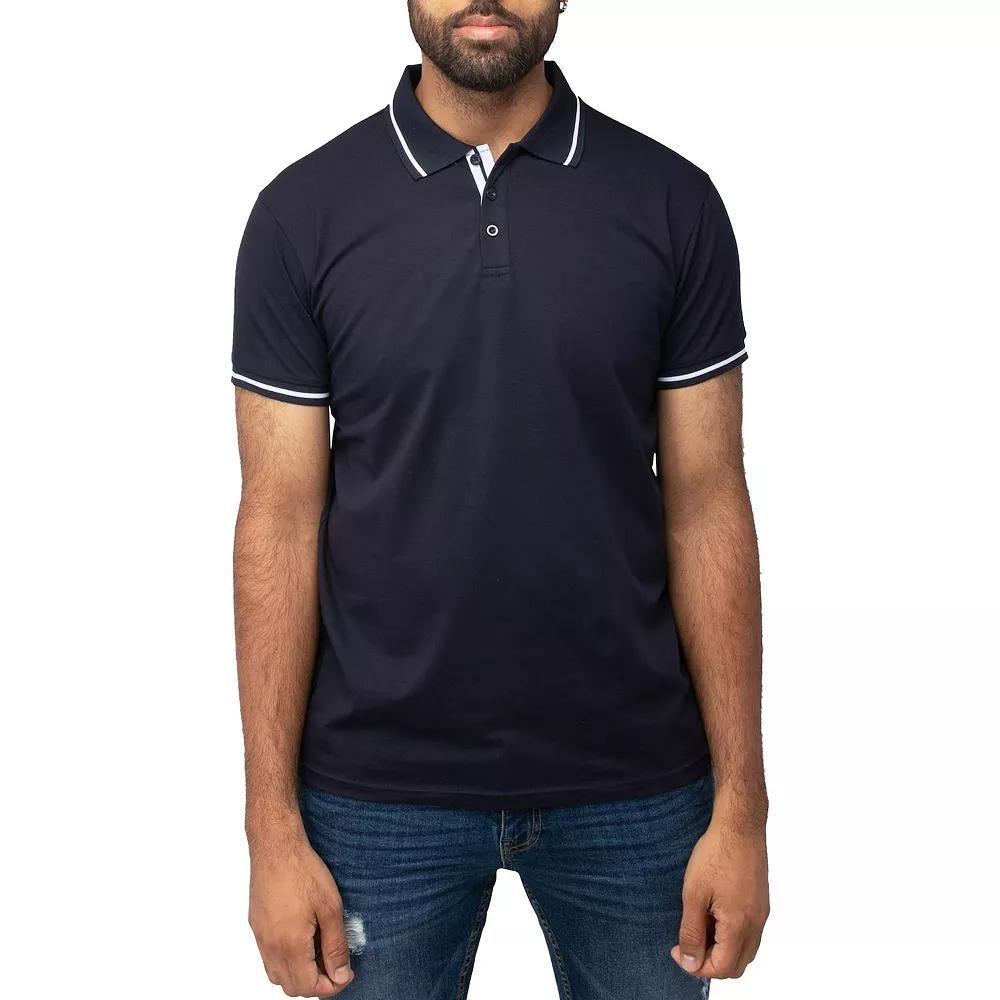 Men's Xray Basic Short Sleeve Tipped Polo, Size: Large, Blue Product Image