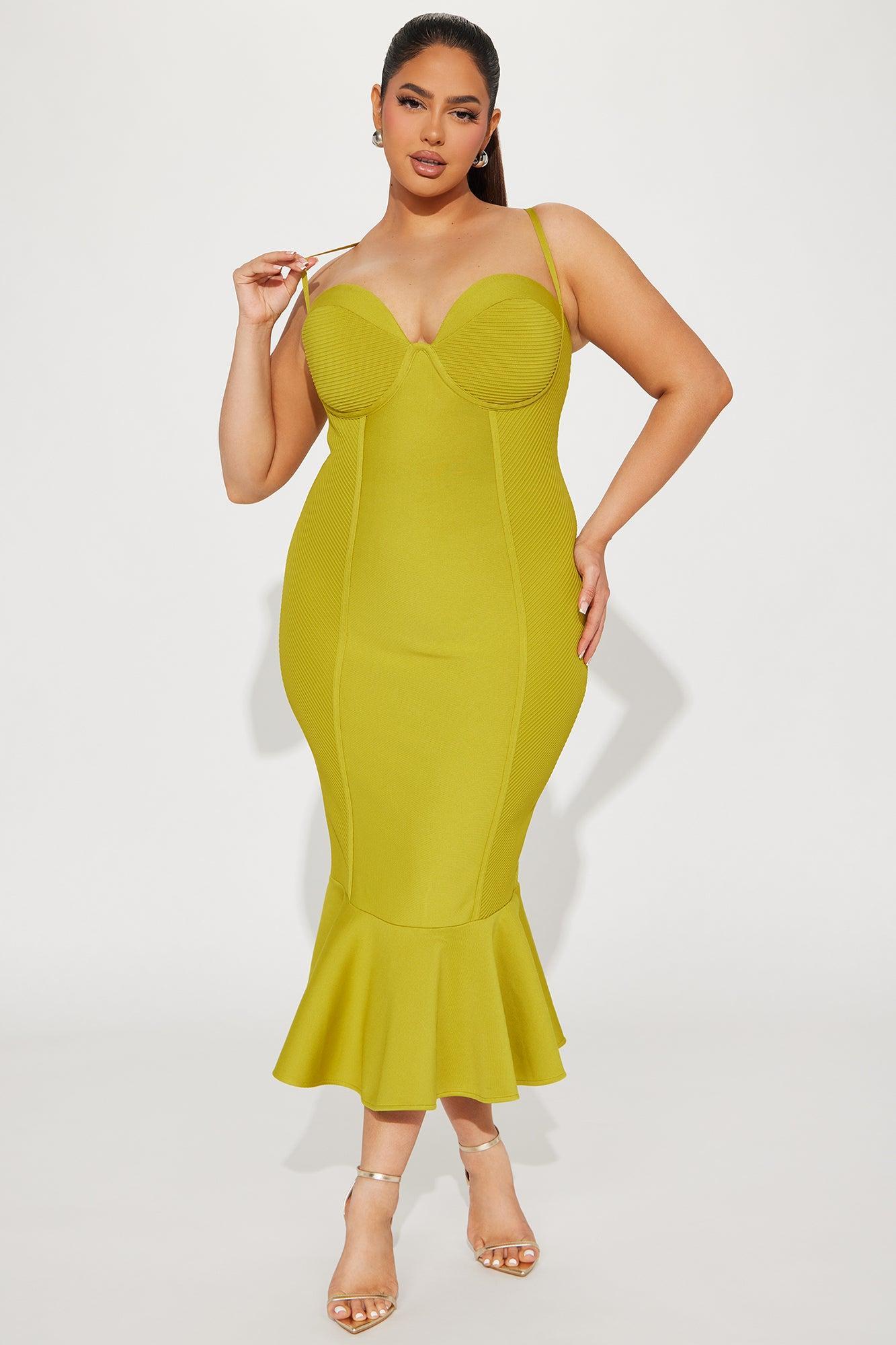 Speak The Truth Bandage Midi Dress - Chartreuse Product Image