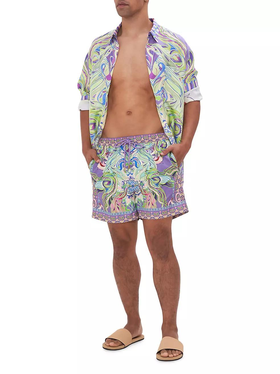 Graphic Silk Button-Front Shirt Product Image