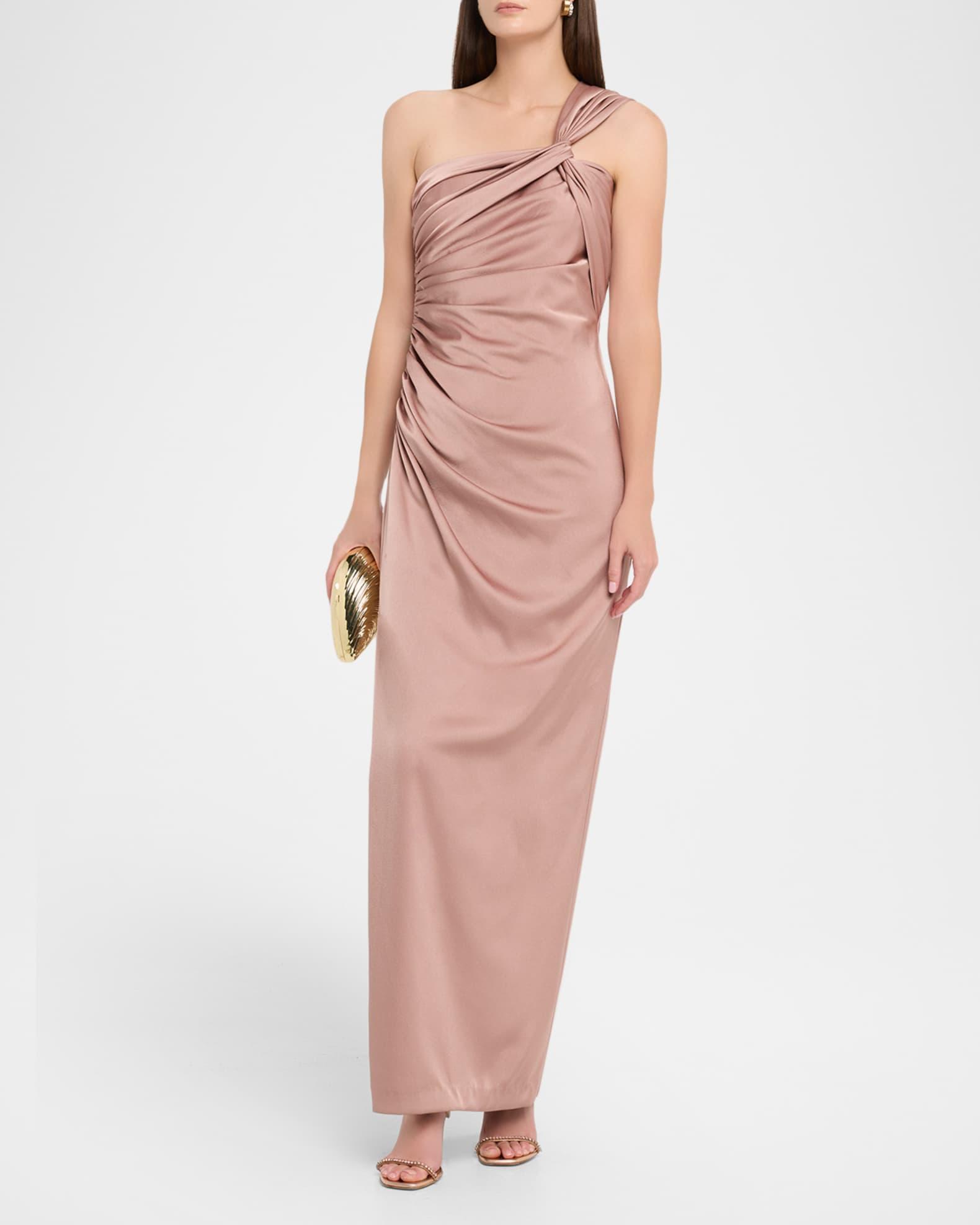 Ruched One-Shoulder Column Gown Product Image