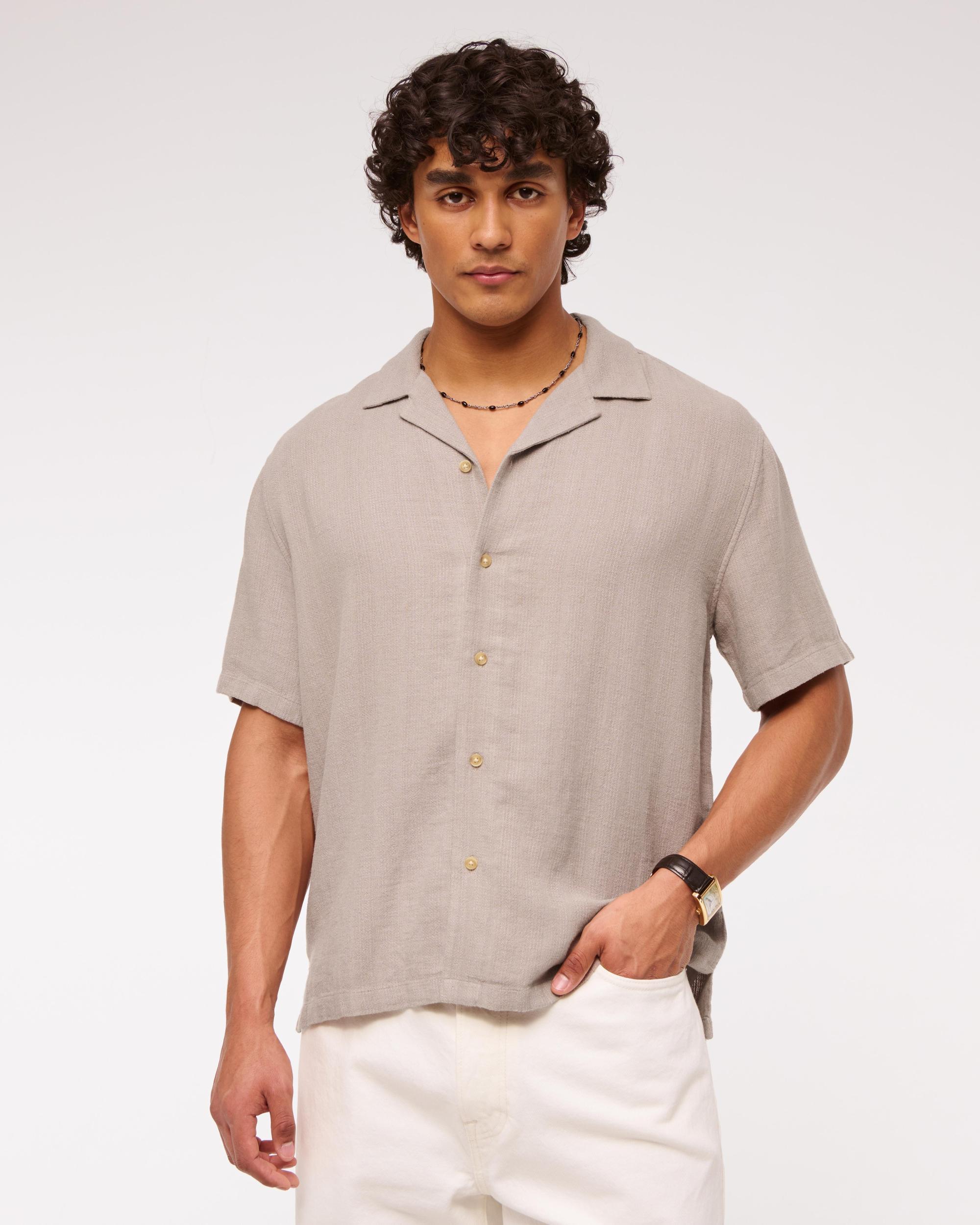 Camp Collar Summer Linen-Blend Shirt Product Image