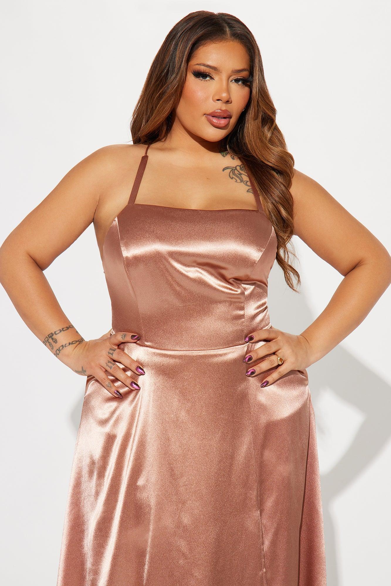 Fancy Taste Satin Maxi Dress - Mocha Product Image