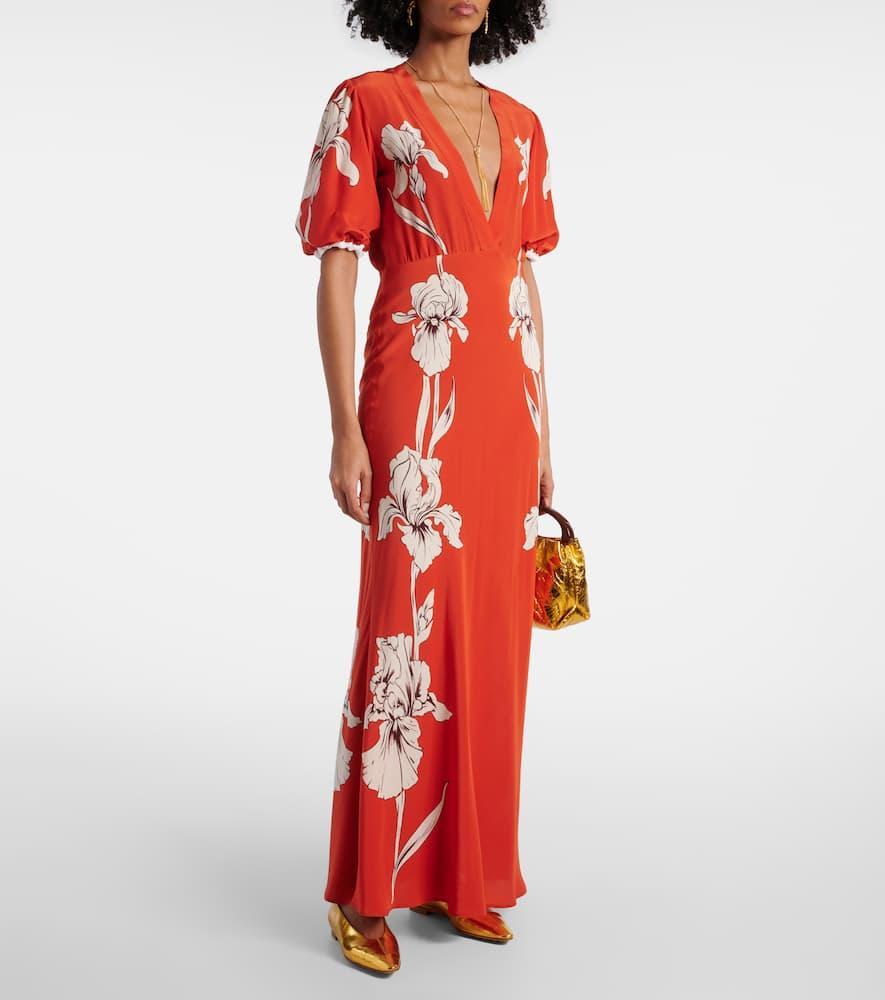 LA DOUBLEJ Marlene Floral-print Silk-crepe Maxi Dress In Iris Placée Product Image