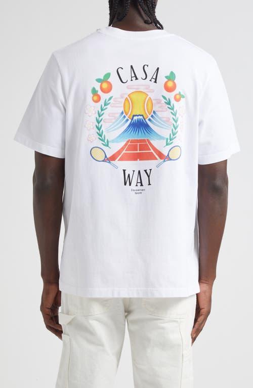 CASABLANCA T-shirt Girocollo Con Logo Sul Fronte In Cotone Bianca Uomo In Neutral Product Image