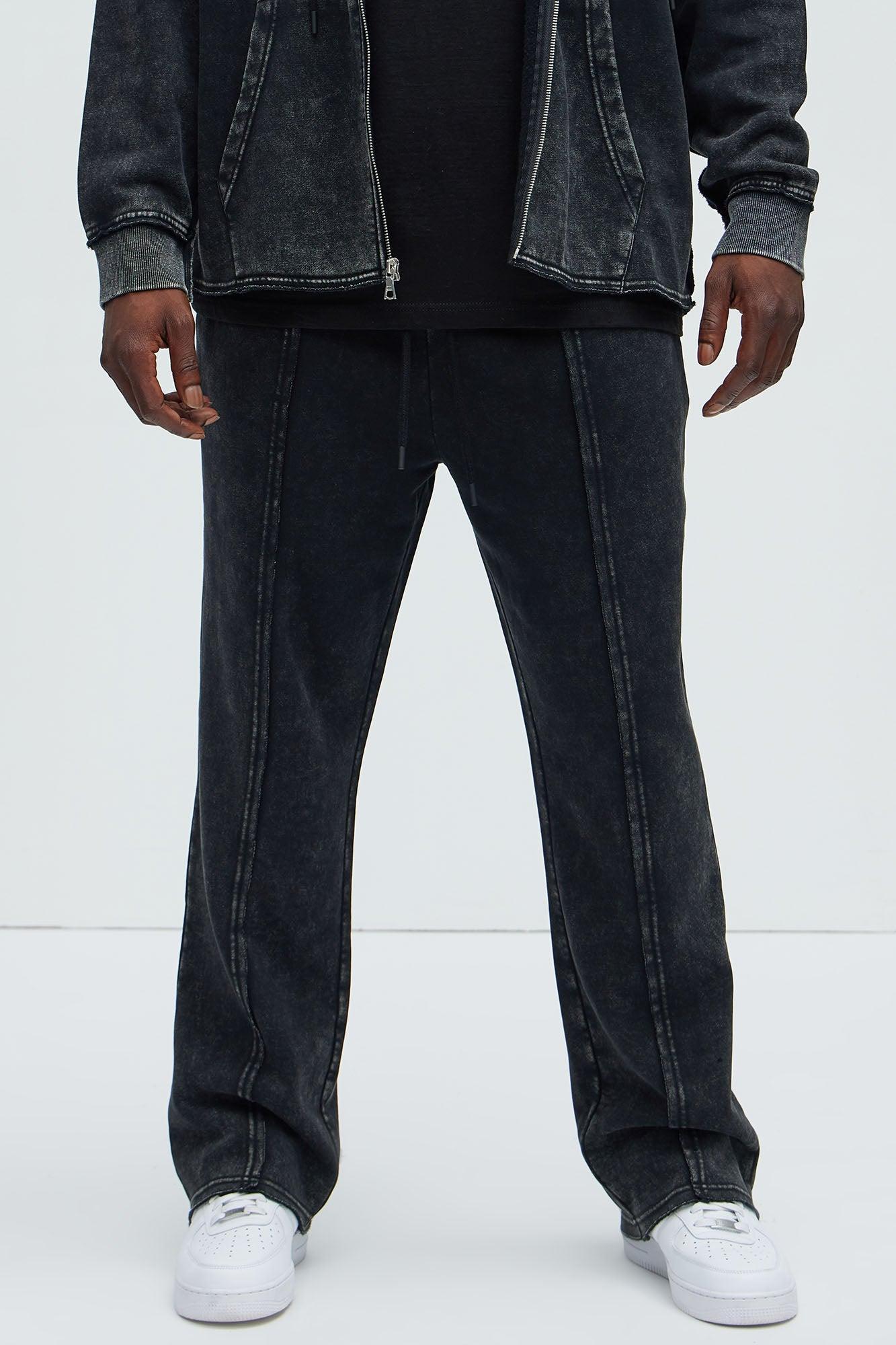 Tyson Frayed Seams Sweatpants - Black Product Image