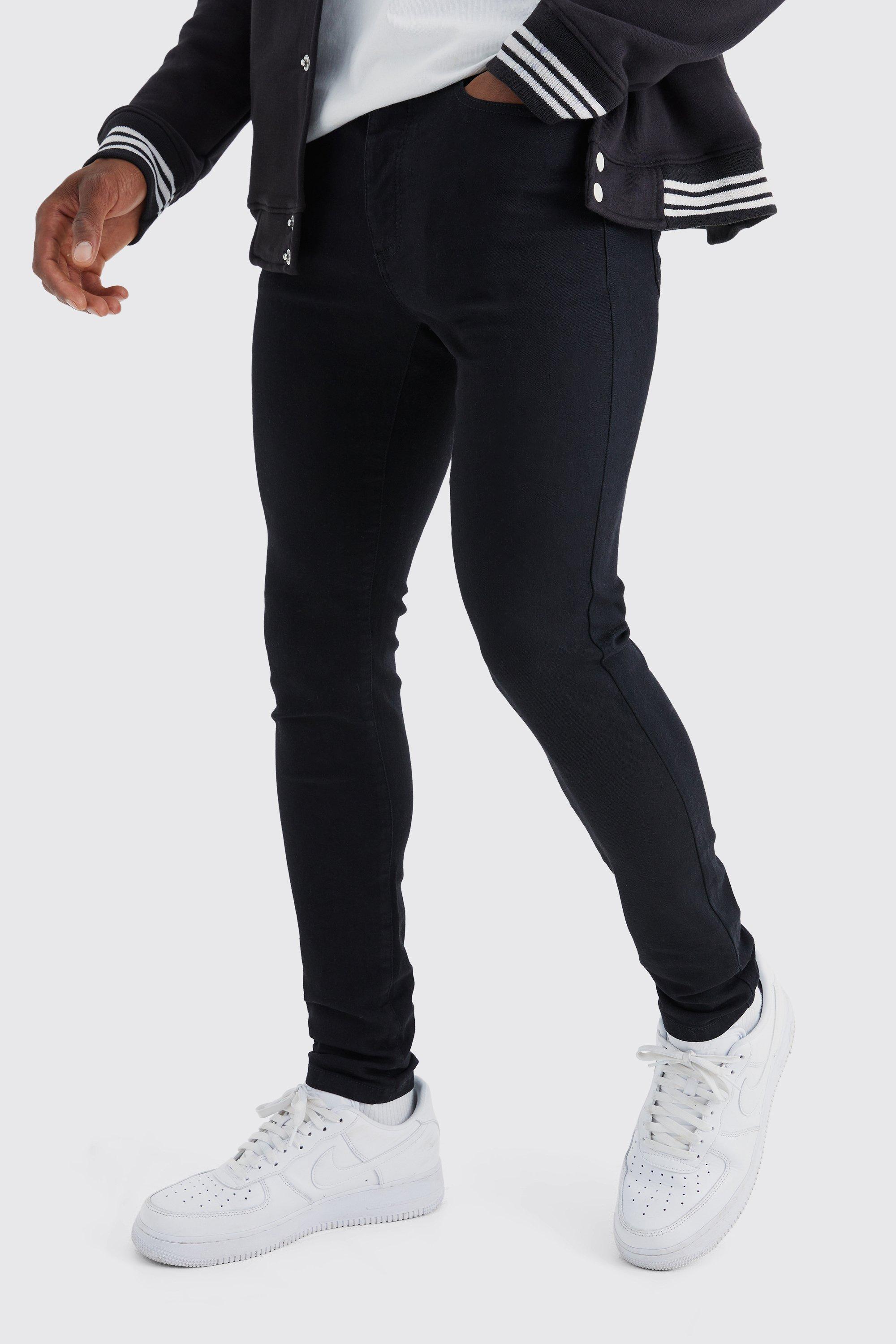 Mens Black Super Skinny Stretch Jean, Black Product Image