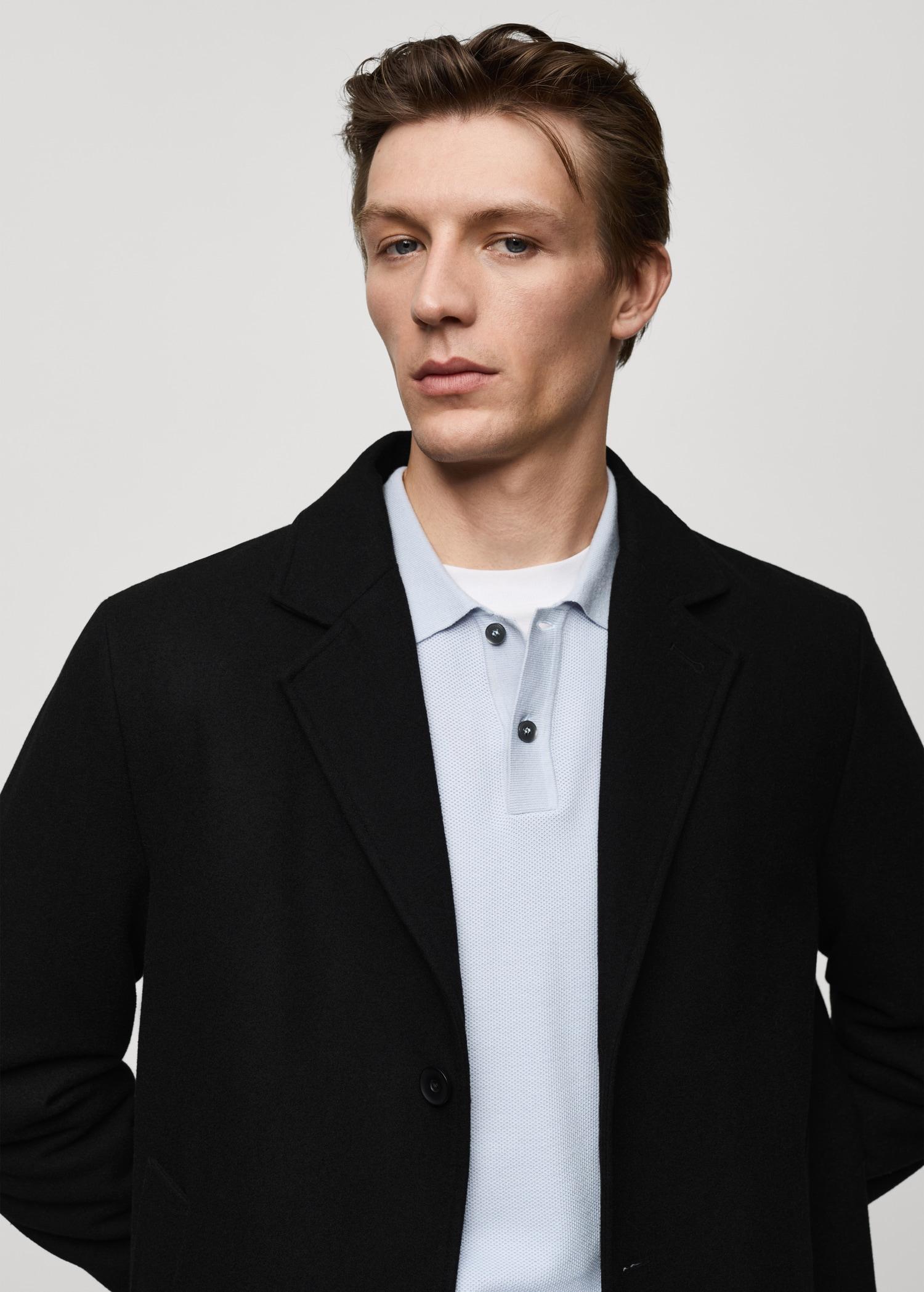 Regular fit quilted wool coat - Men | MANGO USA Product Image