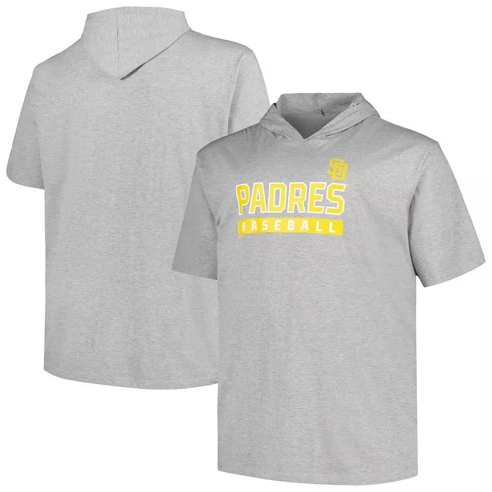 Men's Profile Heather Gray San Diego Padres Short Sleeve Pullover Hoodie, Size: 3XB, Grey Product Image