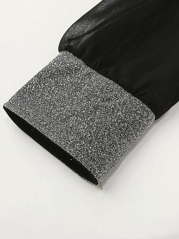 Long Sleeves Loose Elasticity See-Through Split-Joint V-Neck Mini Dresses Product Image