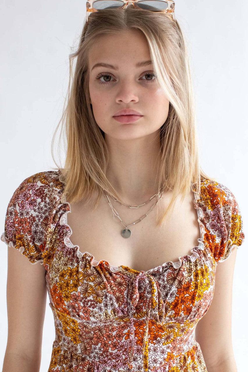 Retro Floral Milkmaid Romper Product Image