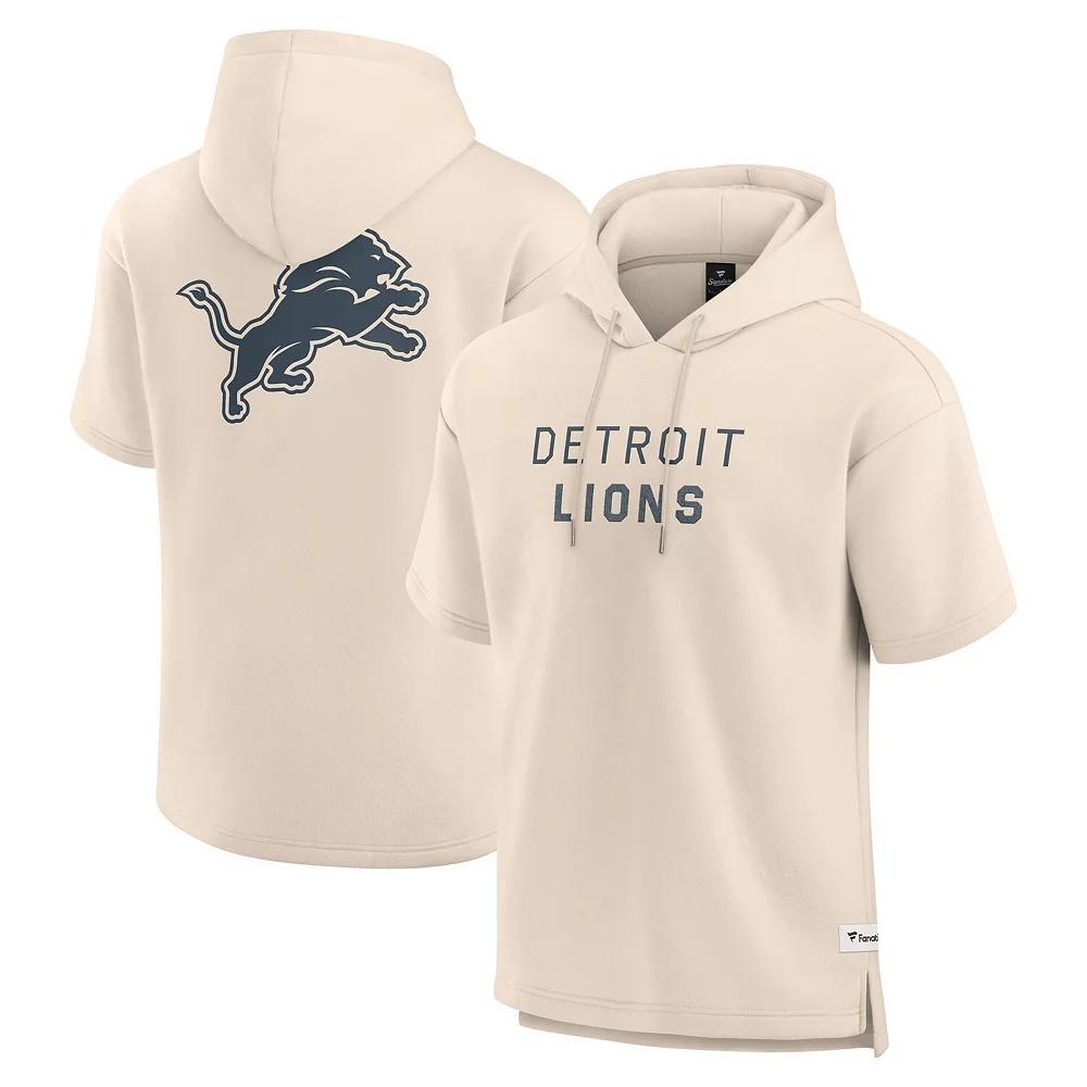 Men's Fanatics Cream Detroit Lions Elements Future Ground Lettering Short Sleeve Pullover Hoodie, Size: 4XL, Beige Product Image