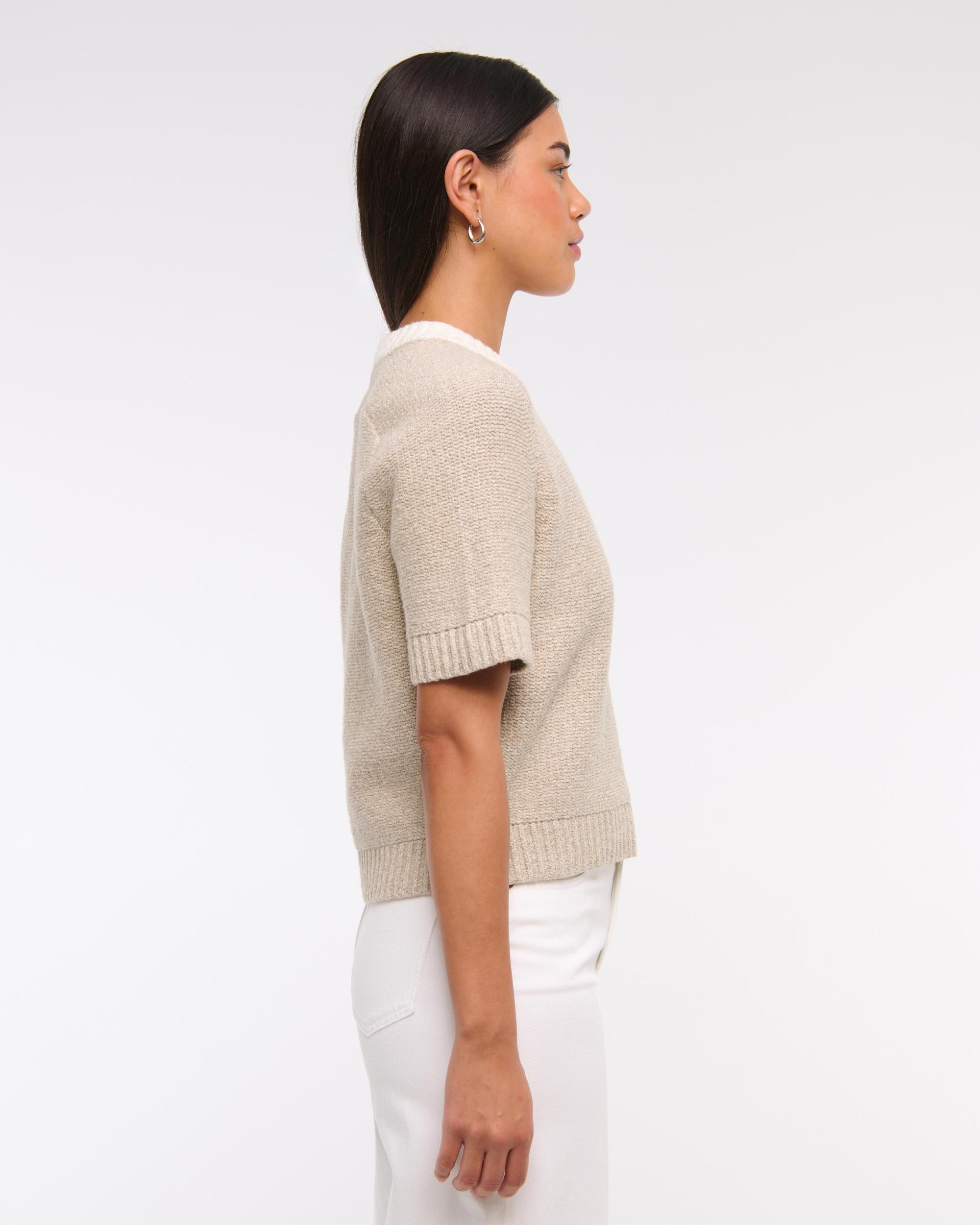 The A&F Madeline Textural Crew Sweater Tee Product Image