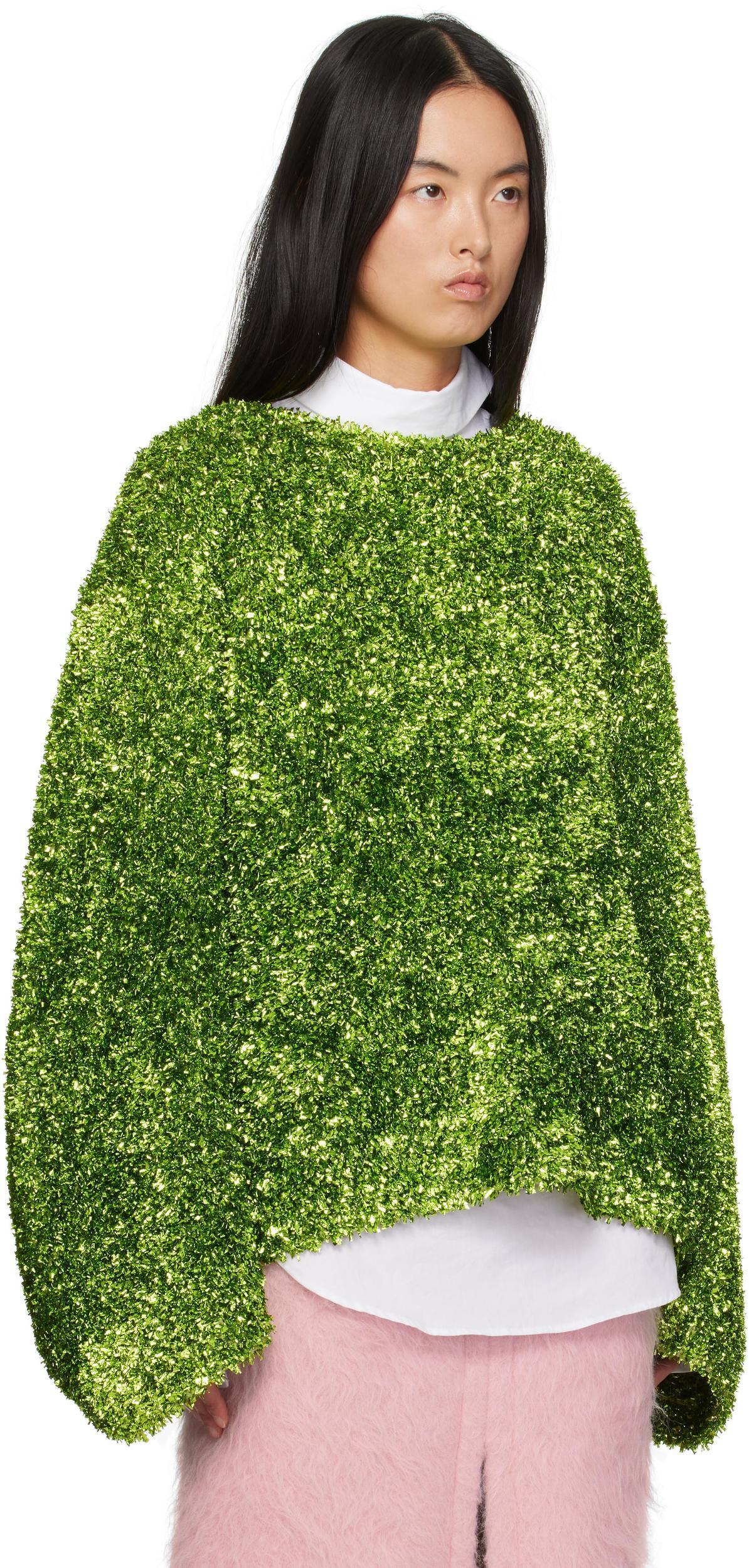 DRIES VAN NOTEN Uto Metallic Fabric Pul In Green Product Image