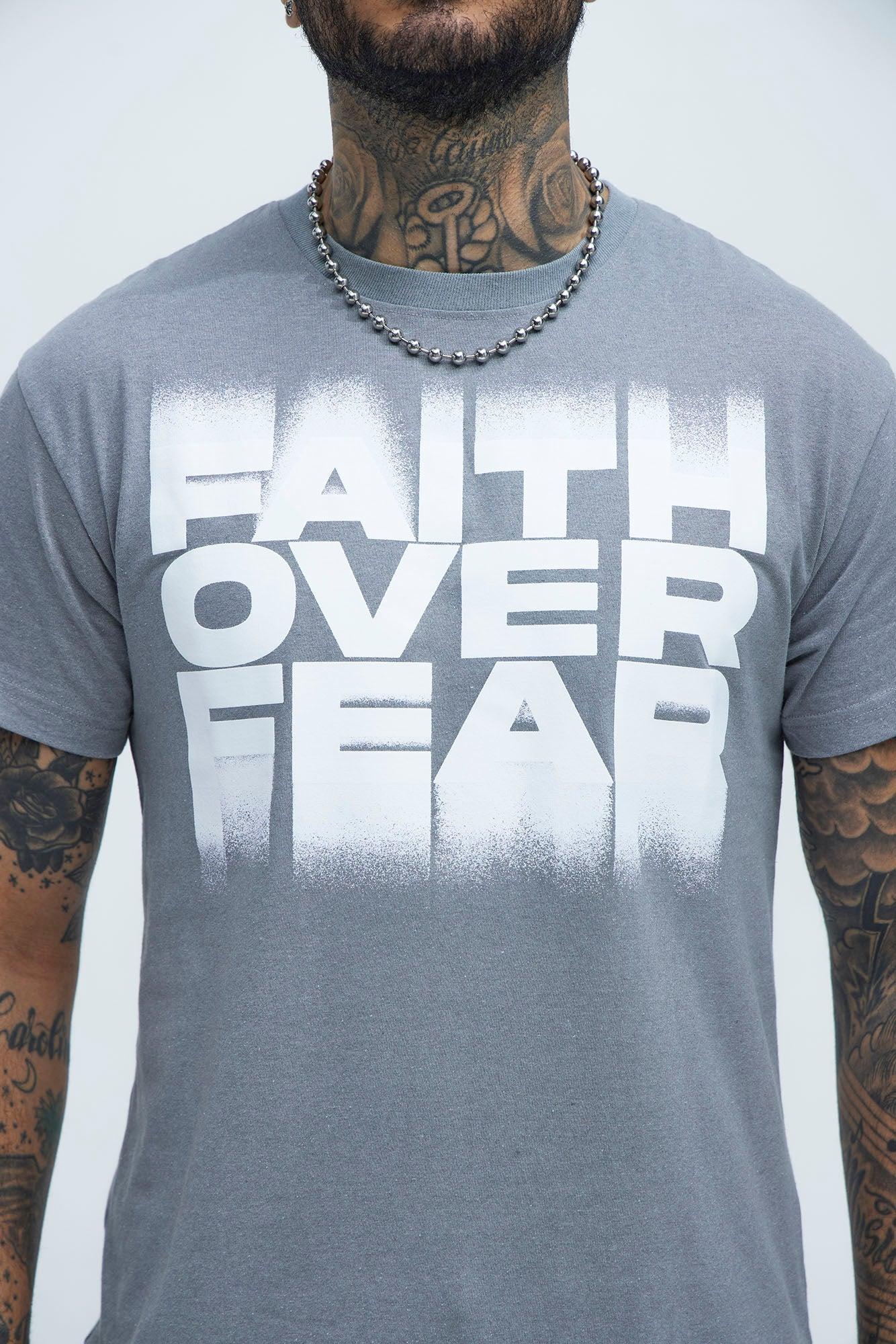 Faith Over My Fears Short Sleeve Tee - Light Grey Product Image