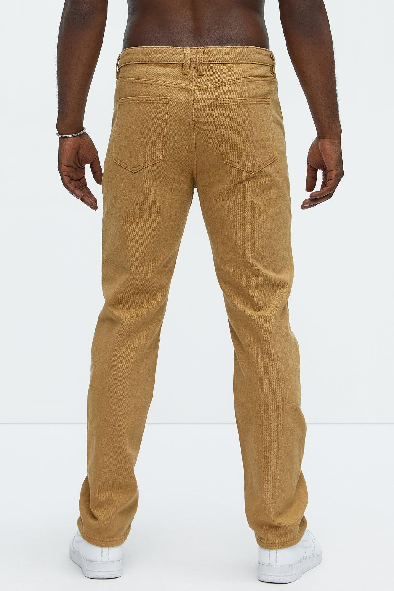 Kurt Rhinestone Embroidered Slim Jeans - Khaki Product Image