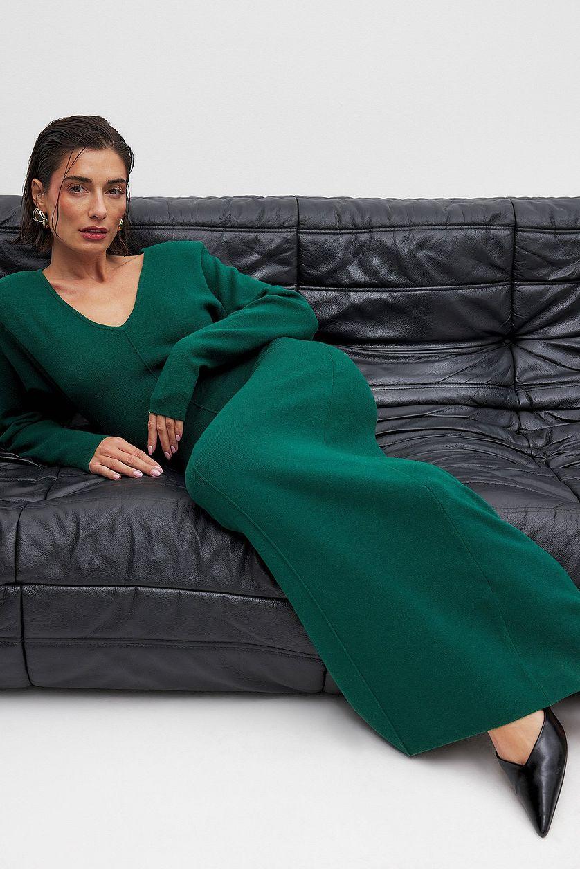 Knitted V-Neck Maxi Dress Product Image