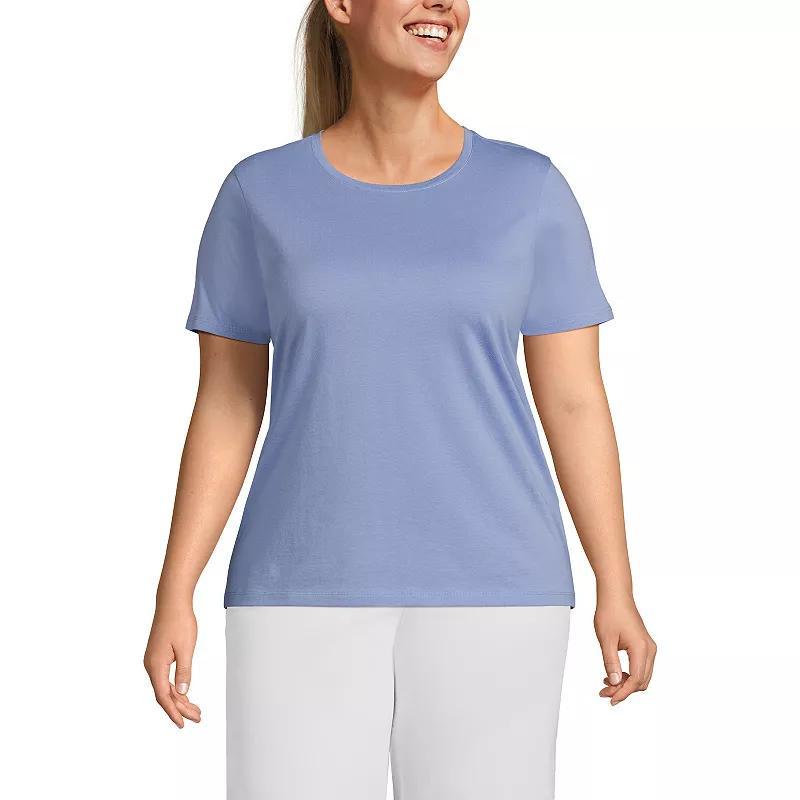 Plus Size Lands' End Relaxed Supima Cotton Crewneck Tee, Women's, Size: 1XL, Pale Yellow Product Image