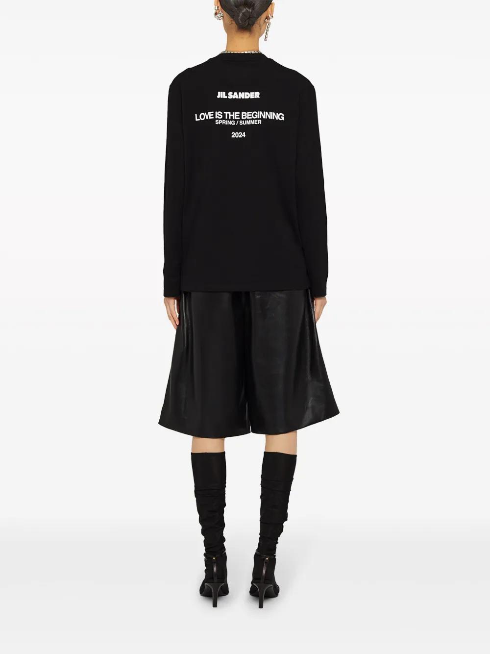 JIL SANDER Logo-print Long-sleeve T-shirt In Nero Product Image
