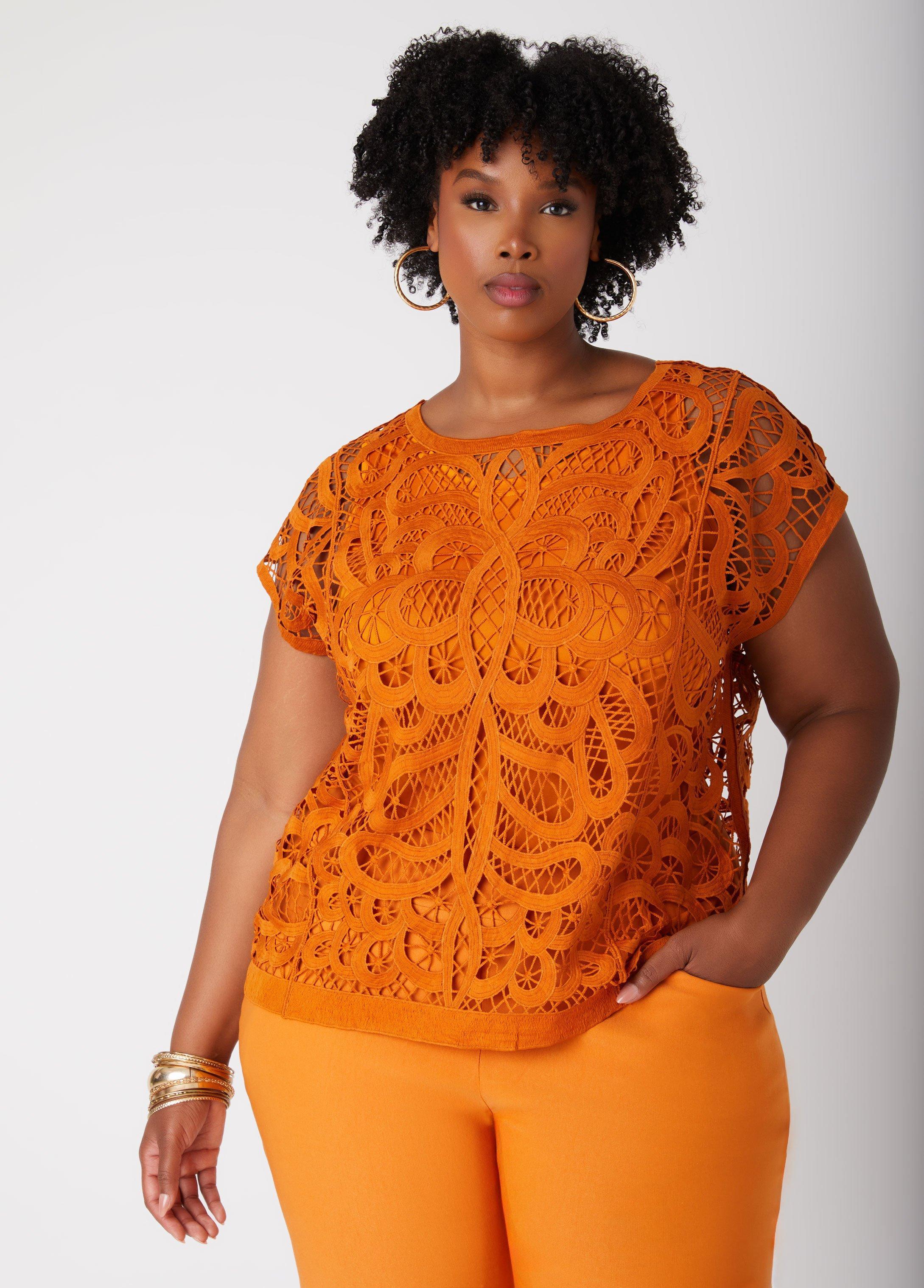 Plus Size Lace Top Ashley Stewart Product Image