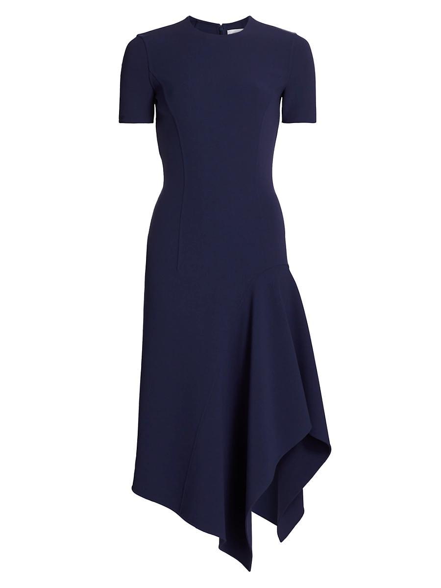 Womens Short-Sleeve Stretch Wool Handkerchief Dress Product Image