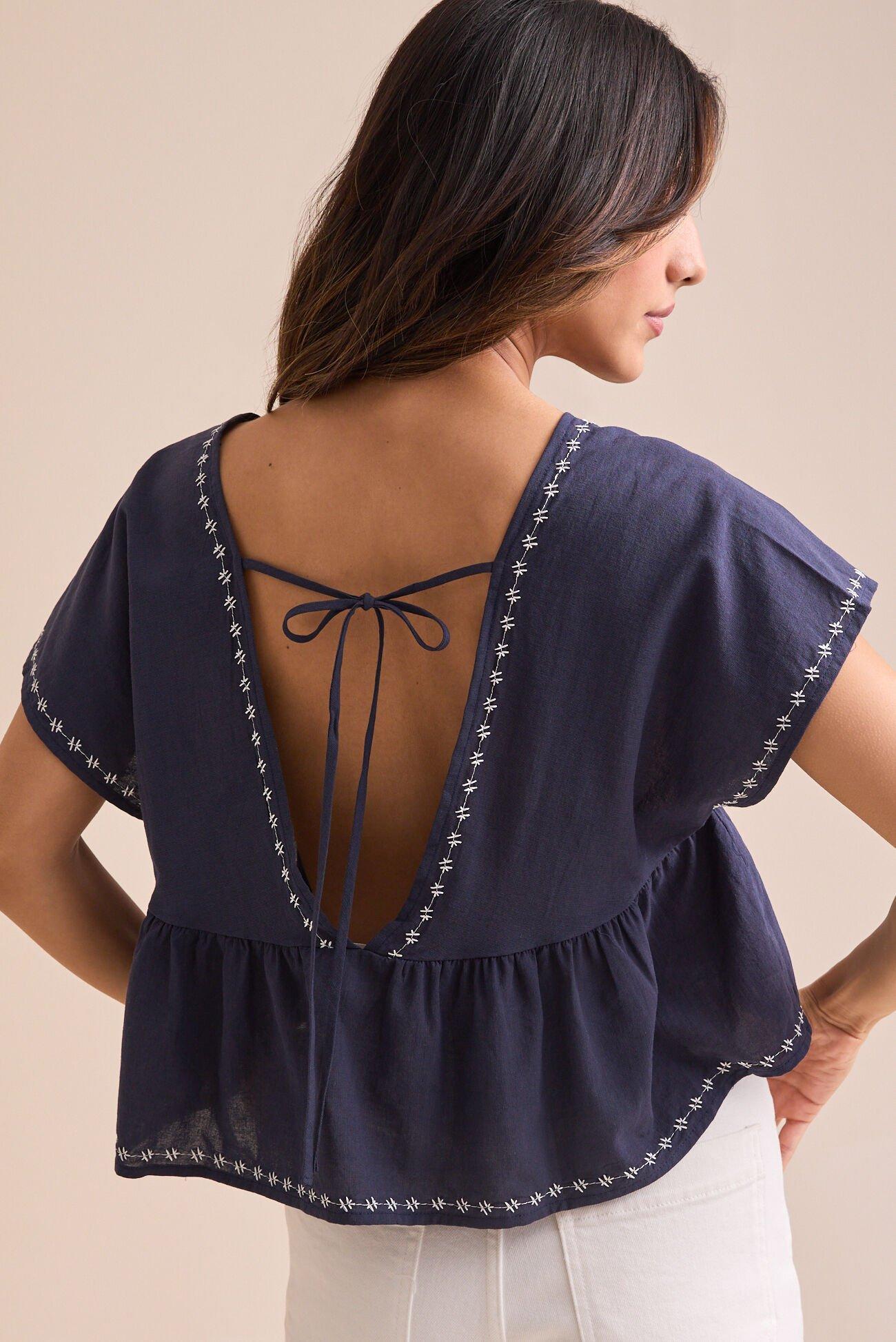 Phia Embroidered Trim Top Product Image
