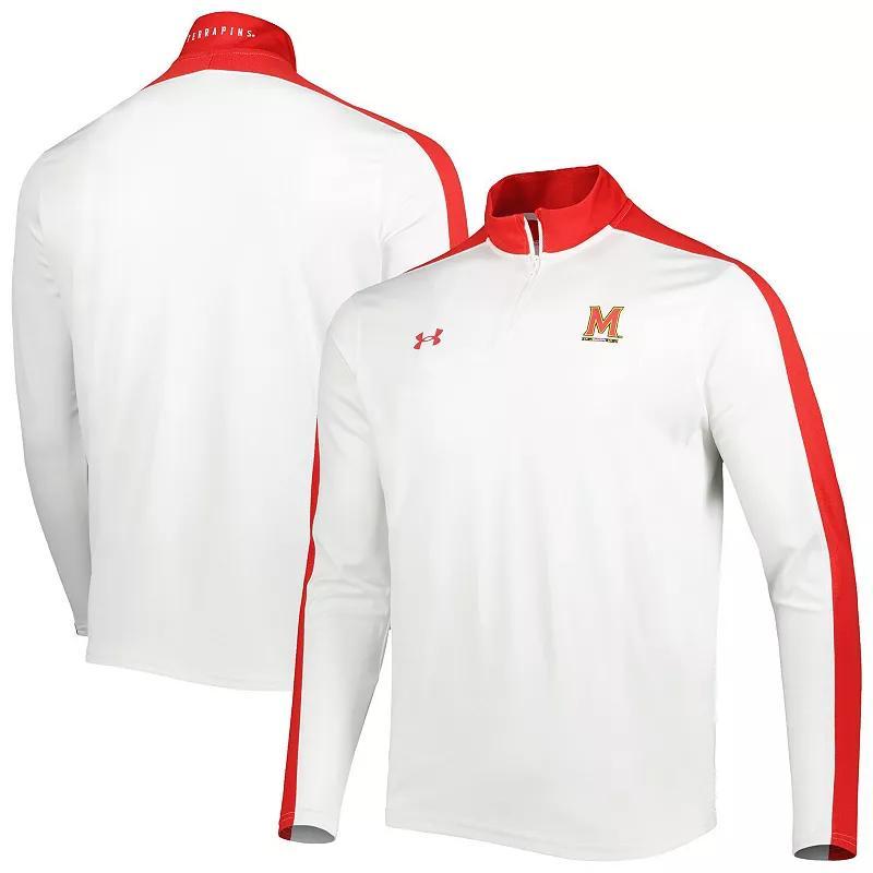 Men's Under Armour White Maryland Terrapins Lightweight Mock Neck Performance Quarter-Zip Jacket, Size: XL Product Image