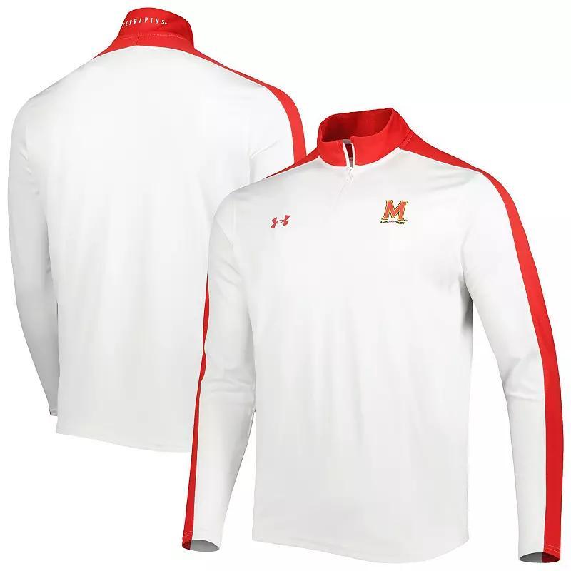 Men's Under Armour White Maryland Terrapins Lightweight Mock Neck Performance Quarter-Zip Jacket, Size: XL Product Image