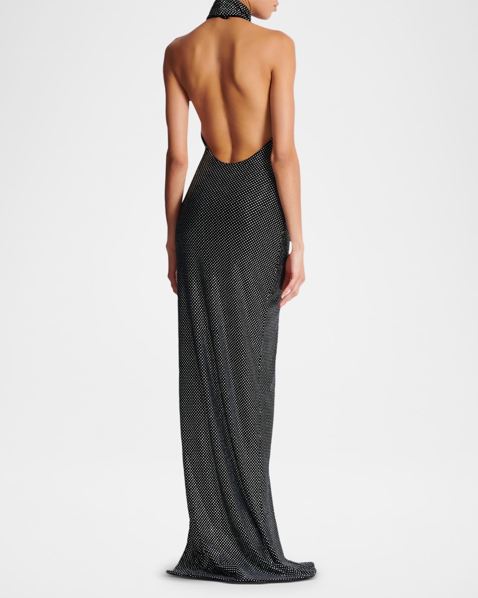 Crystal Velvet Halter Slit Maxi Dress Product Image