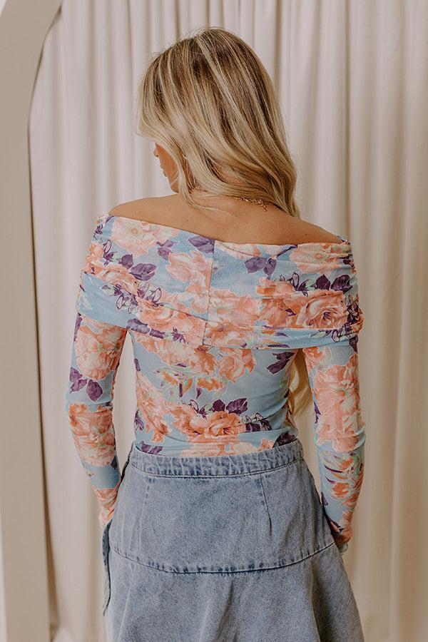 Garden Party Mesh Bodysuit in Sky Blue Product Image