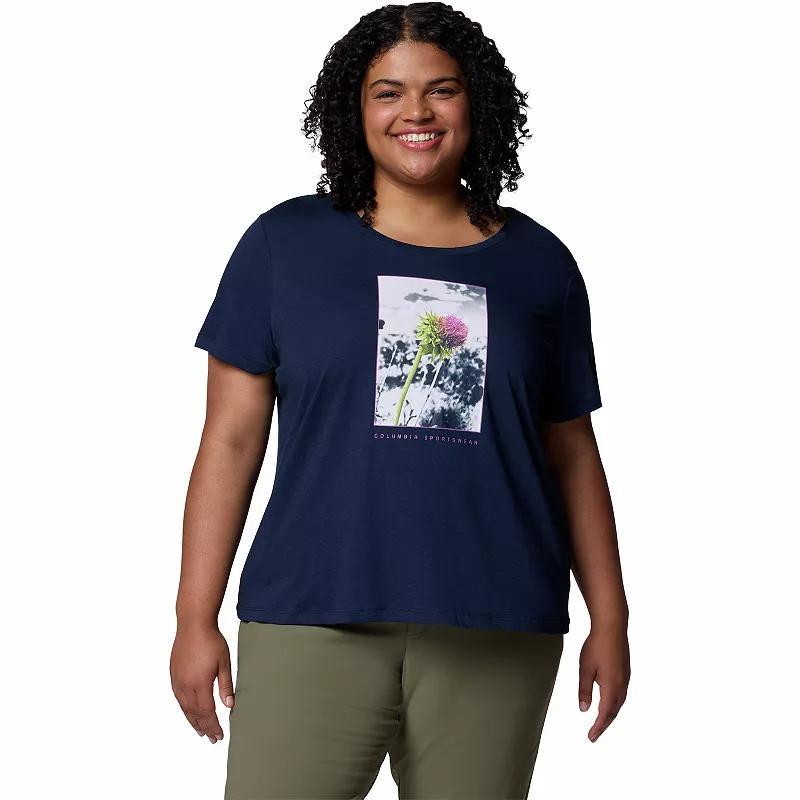 Plus Size Columbia Ruby Springs Graphic Scoop Neck Short Sleeve Tee, Women's, Size: 2XL, Salt Product Image
