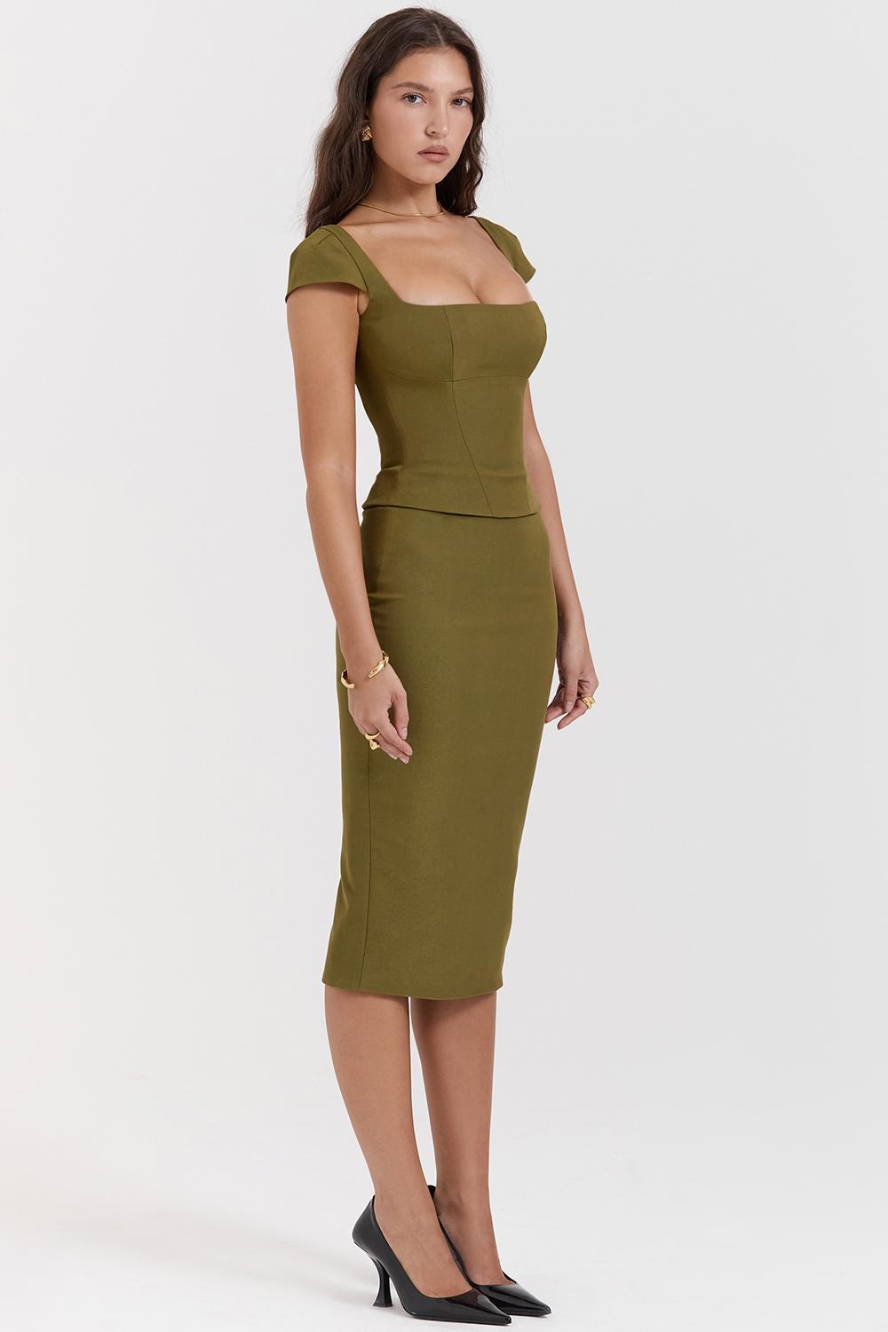 Layana  olive corset midi dress Product Image