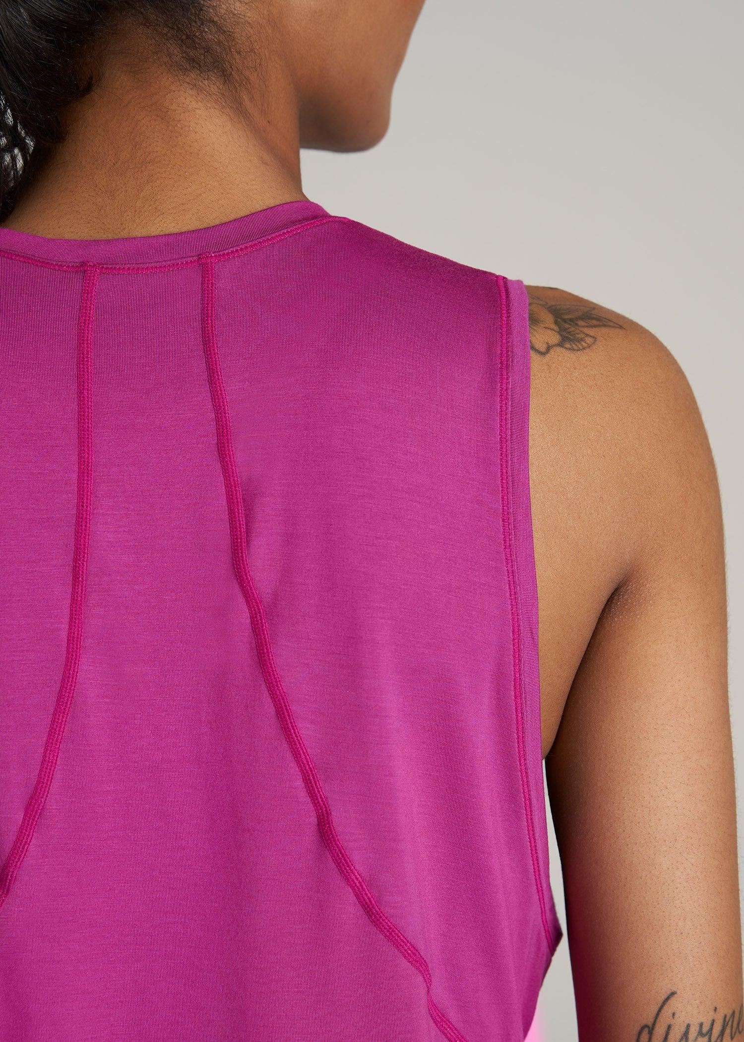 Athletic Cropped Muscle Tank Top for Tall Women in Pink Orchid Product Image