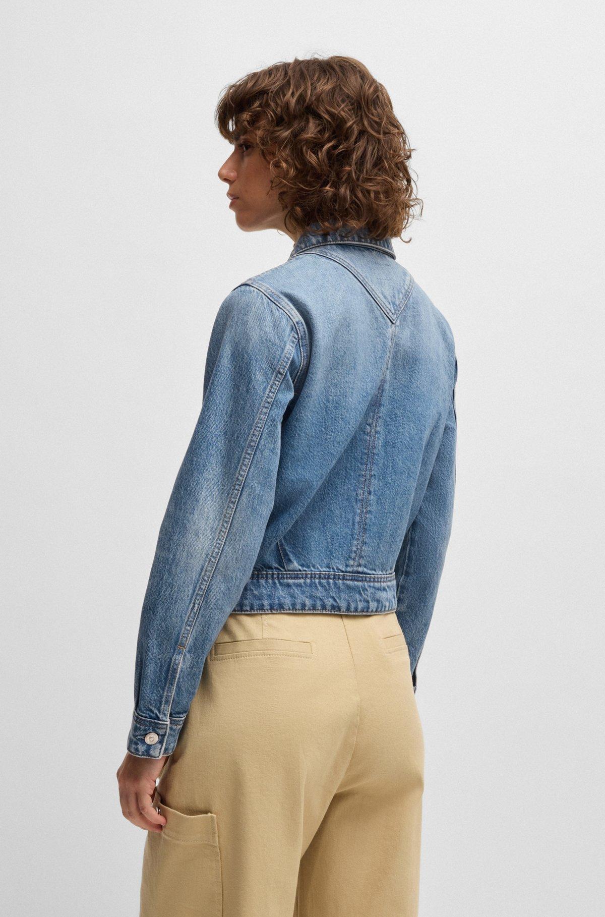 BOSS - Straight-fit jacket in blue rigid denim - Light Blue Product Image