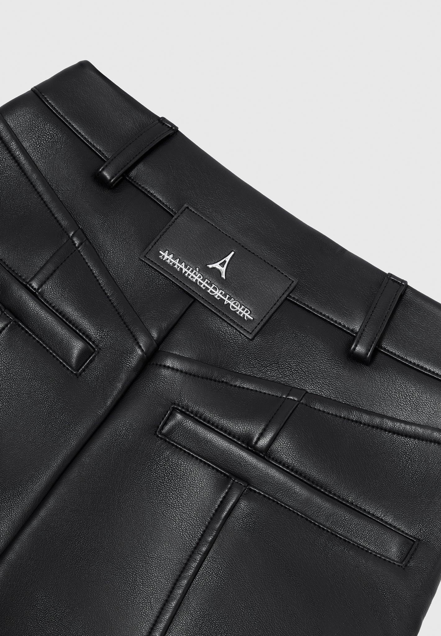 Leather Biker Trousers with Zip - Black Female Product Image