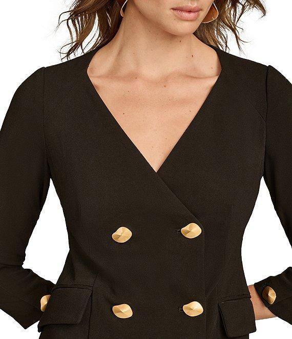 Donna Karan Cady Crepe V-Neck 3/4 Sleeve Jacket Dress Product Image